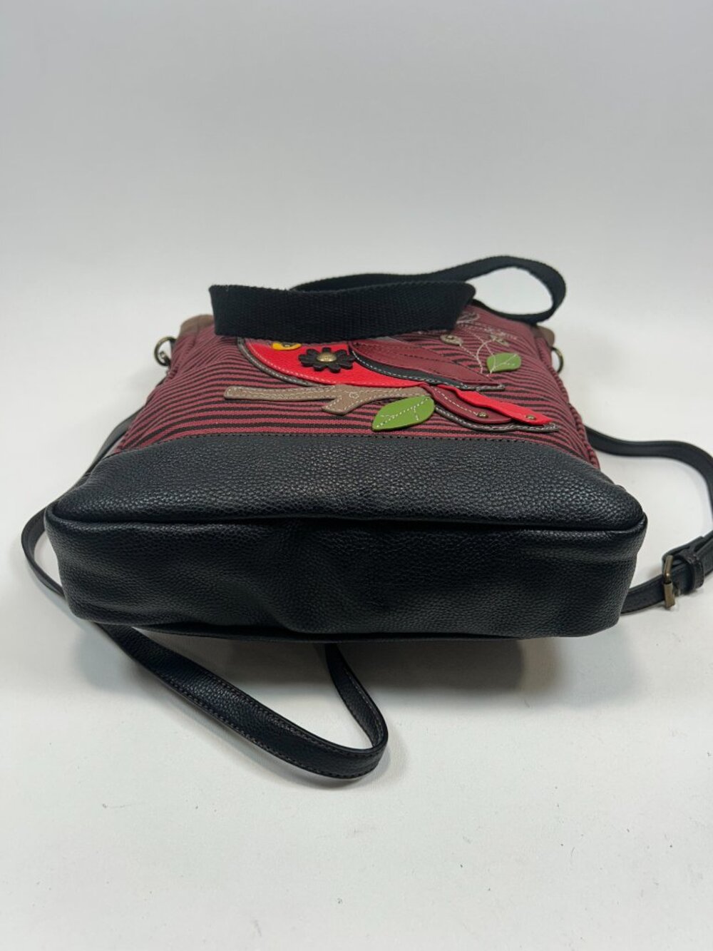 CHALA Cardinal Work Tote Faux Leather & Canvas Applique` Crossbody Shoulder Bag - Picture 6 of 14